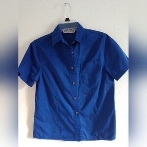 Fashion Seal Women's Uniform Shirt Short Sleeve Button Front Royal Blue Small